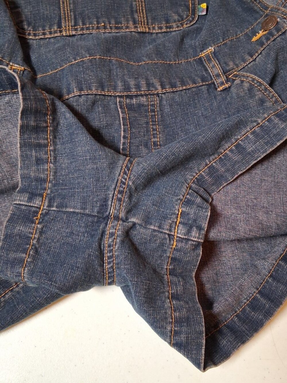 No Boundaries Denim Shortalls Juniors Large Blue Jean Shorts Overalls - Picture 14 of 16